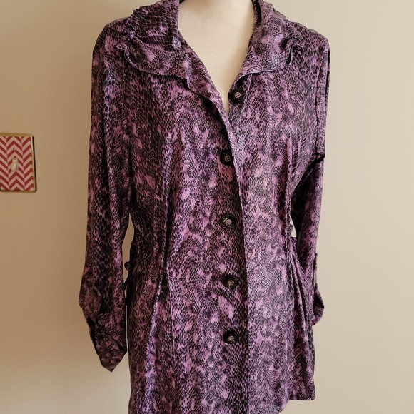 Sharon Young Purple Reptile Snake Skin Pattern Jacket Sz XL - Picture 1 of 5